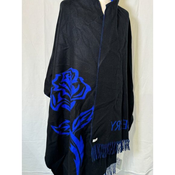 $1450 NWT BURBERRY PRORSUM Blue Luxurious Reversible Pure Cashmere Large Shawl - Picture 12 of 16